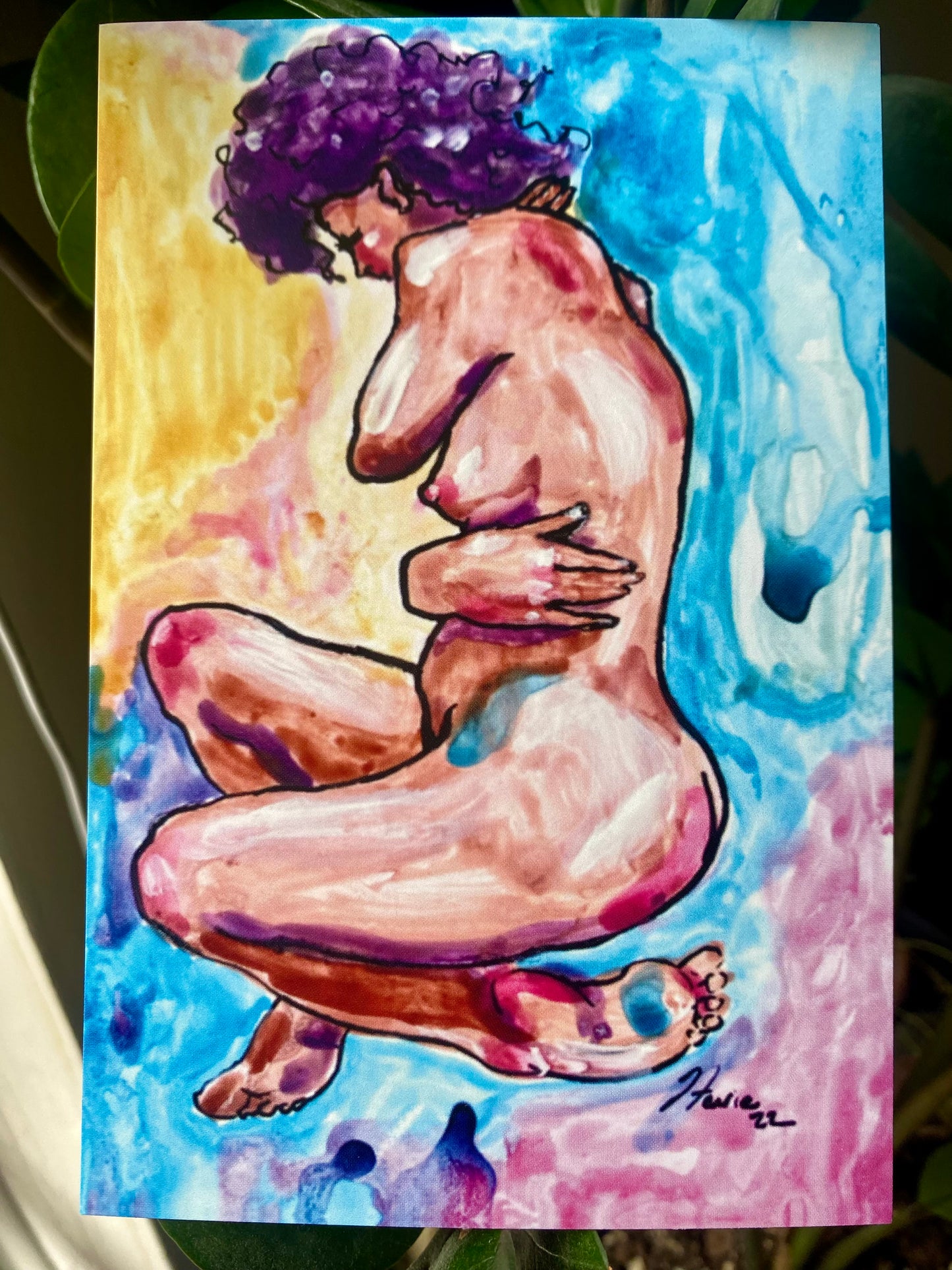 Purple curls POSTCARD/ PRINT/ CARD