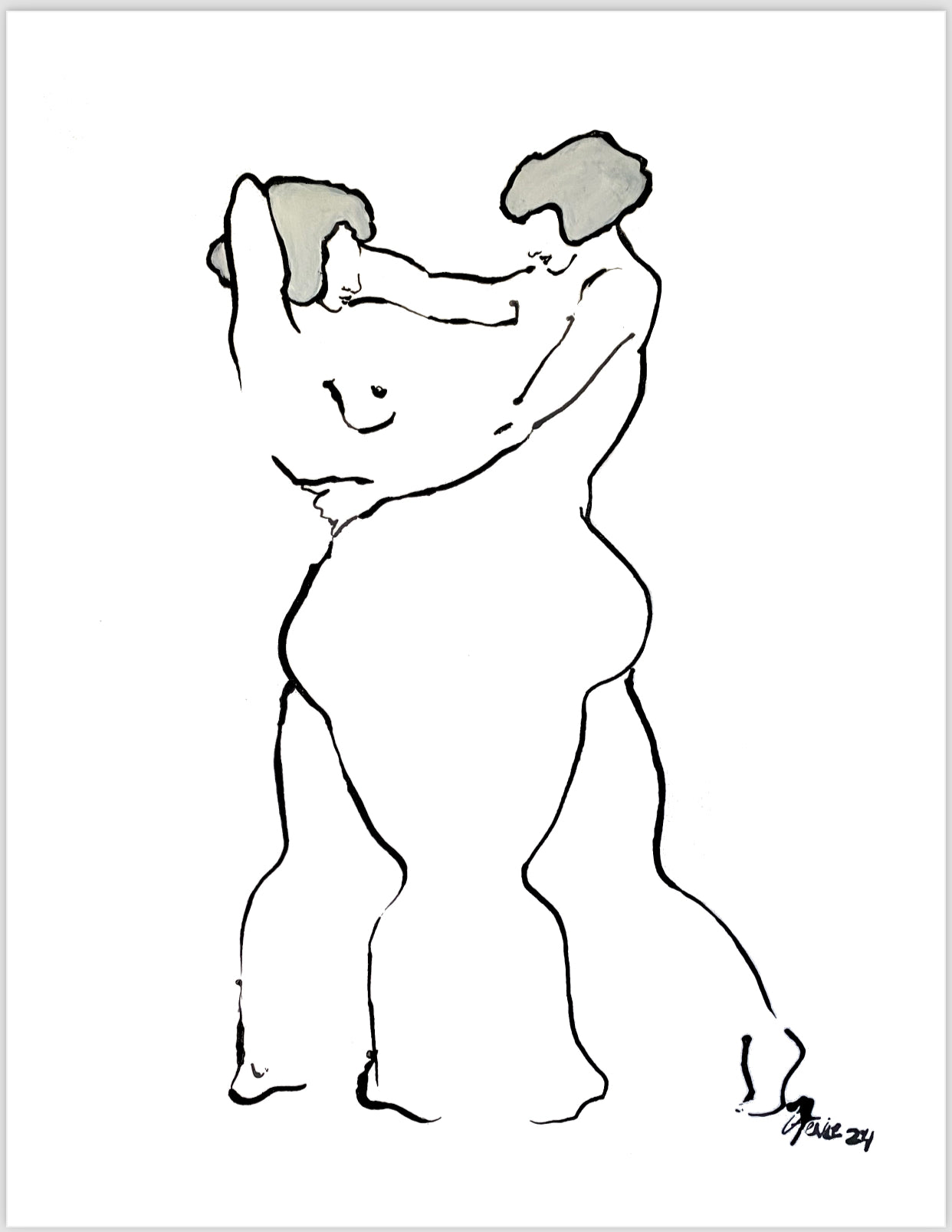 Her Knee Touched Mine figure drawing PRINT