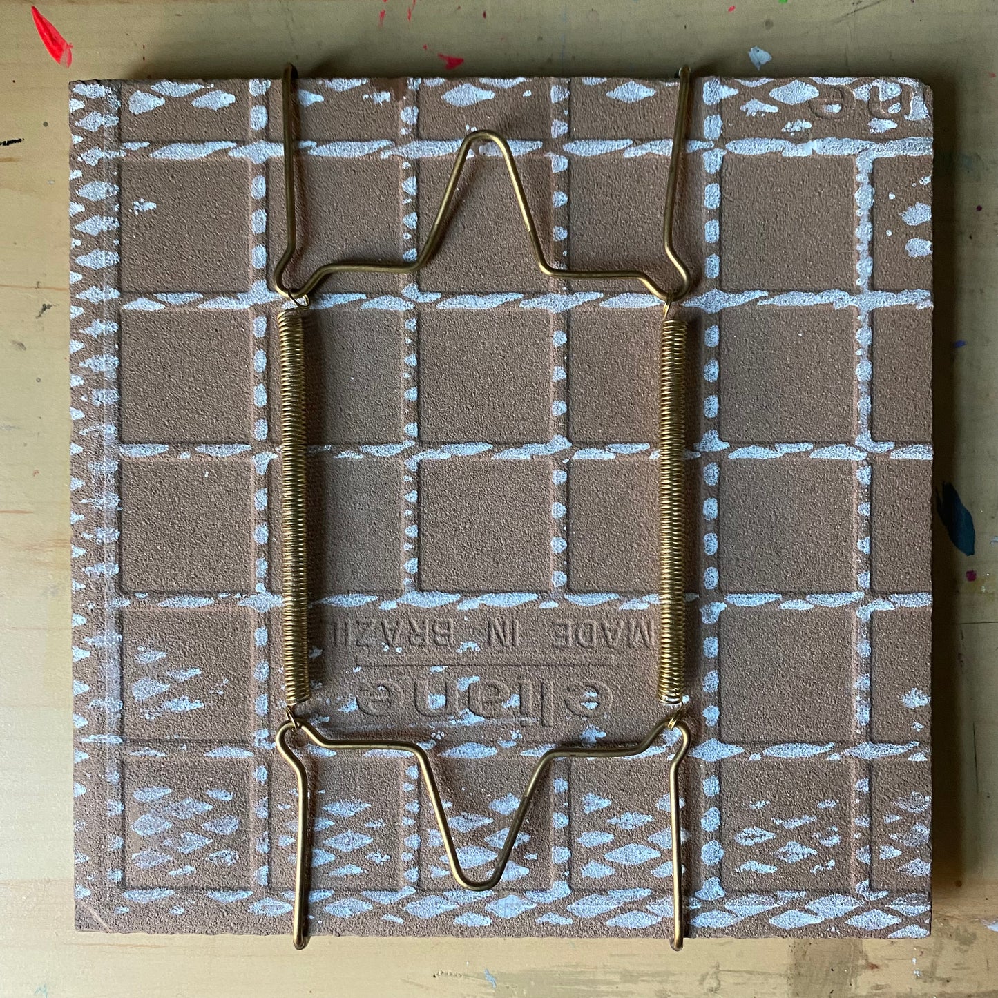 That Time on the Stairs Ceramic Tile Original Painting /Drawing