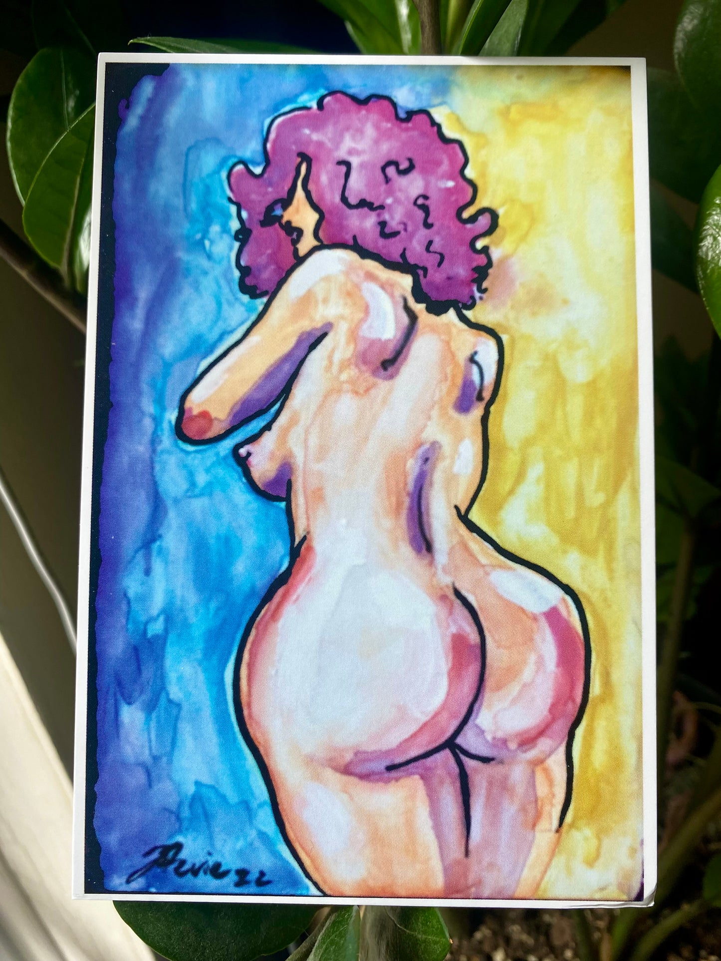 Pink Curls and That Booty! POSTCARD/ PRINT/ CARD