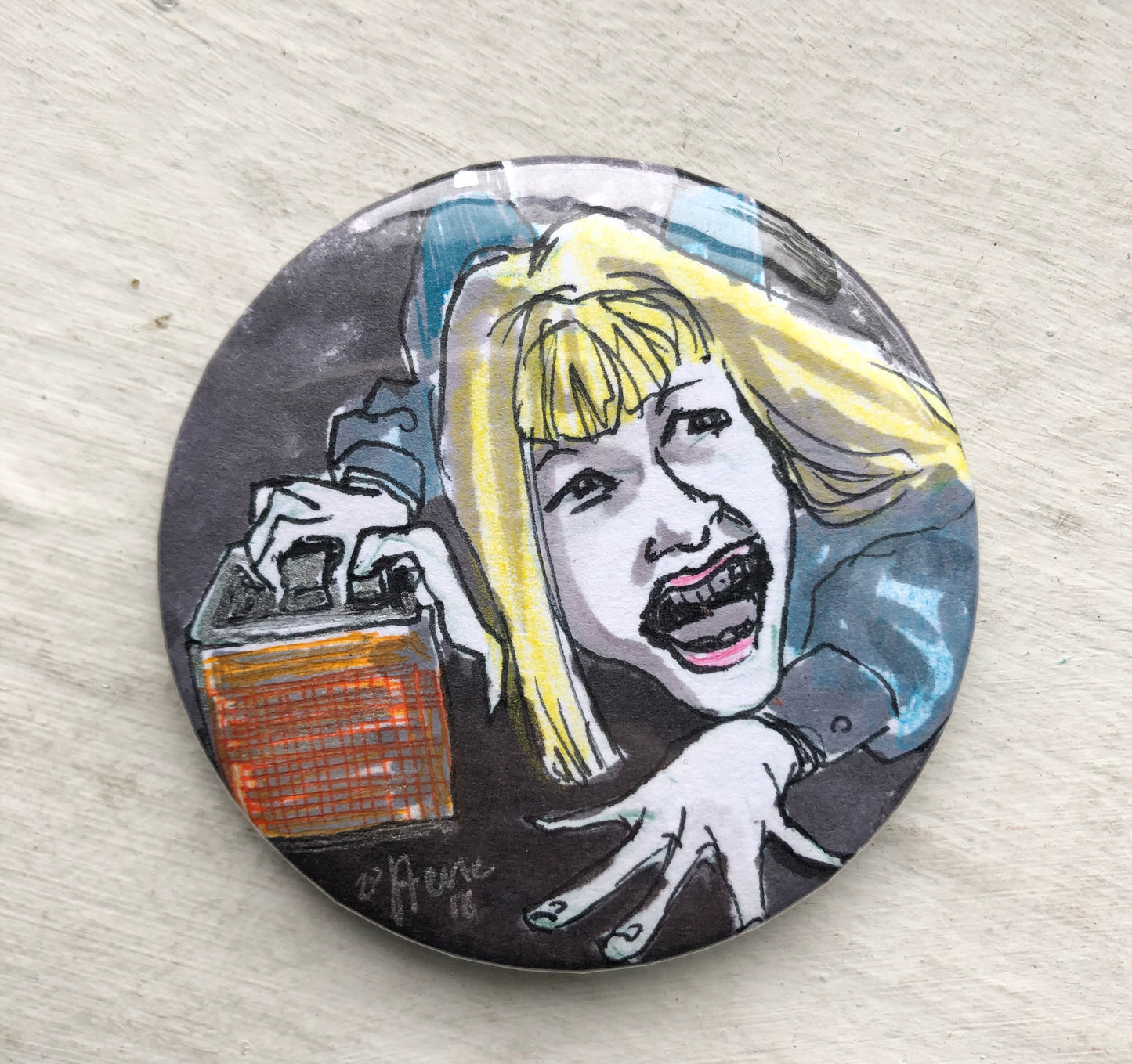 Chopping Mall Hand Drawn ORIGINAL BUTTON