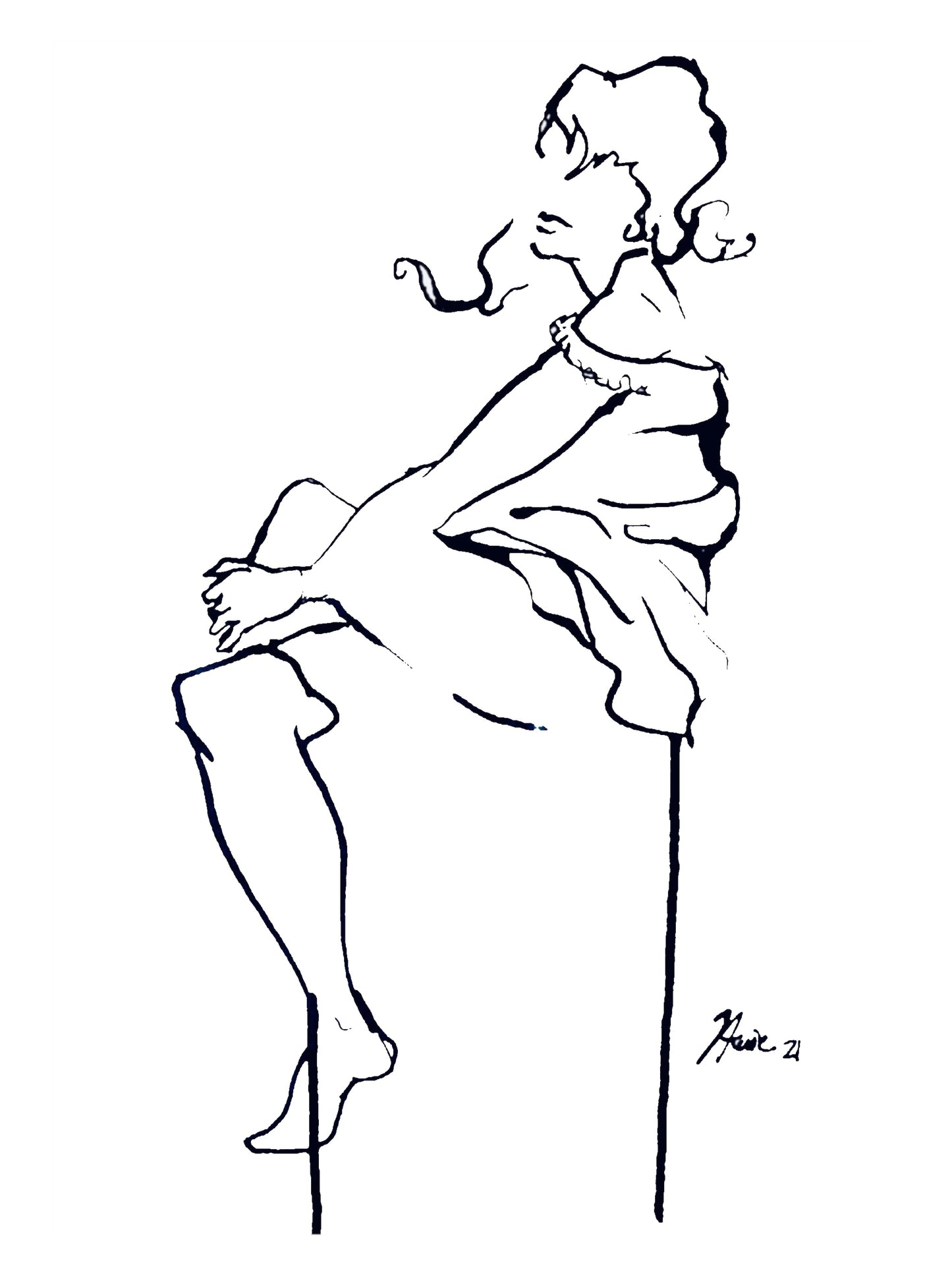 Seated Figure Drip drawing PRINT