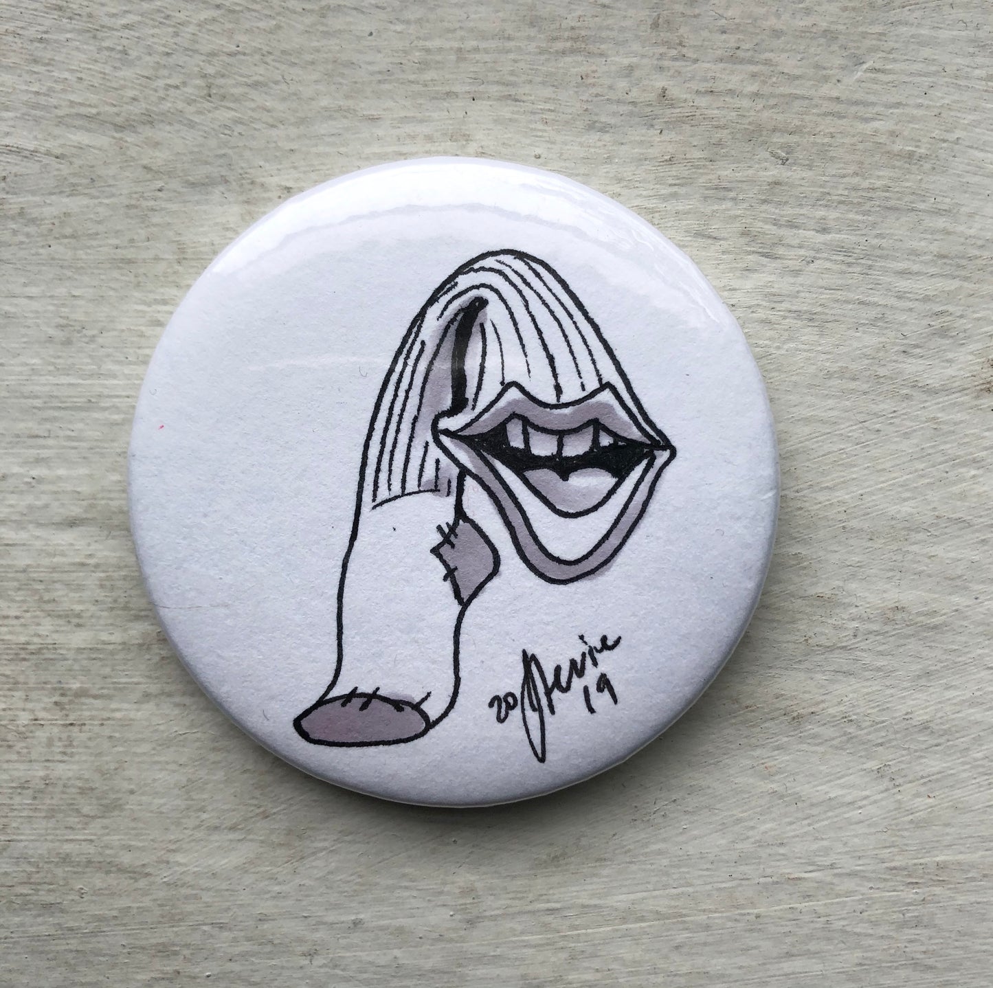 Mutant Sock Hand Drawn ORIGINAL BUTTON