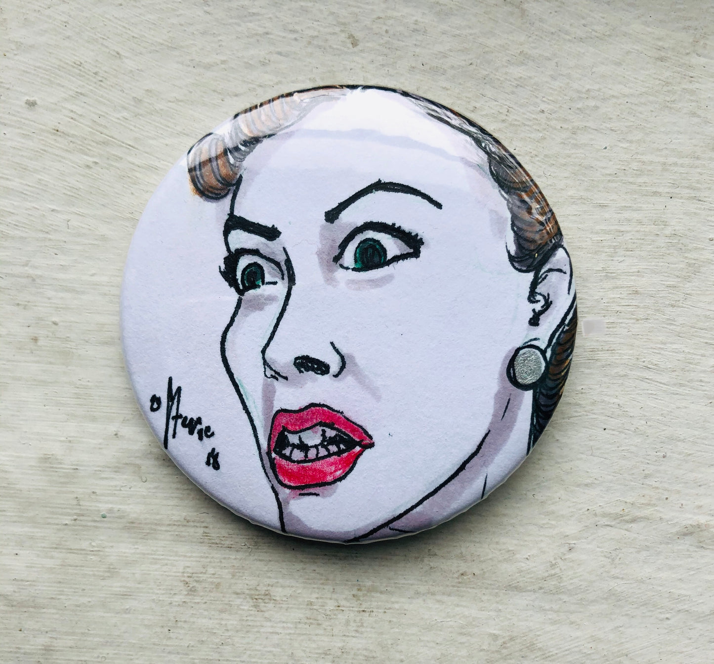 Mary Hand Drawn ORIGINAL BUTTON
