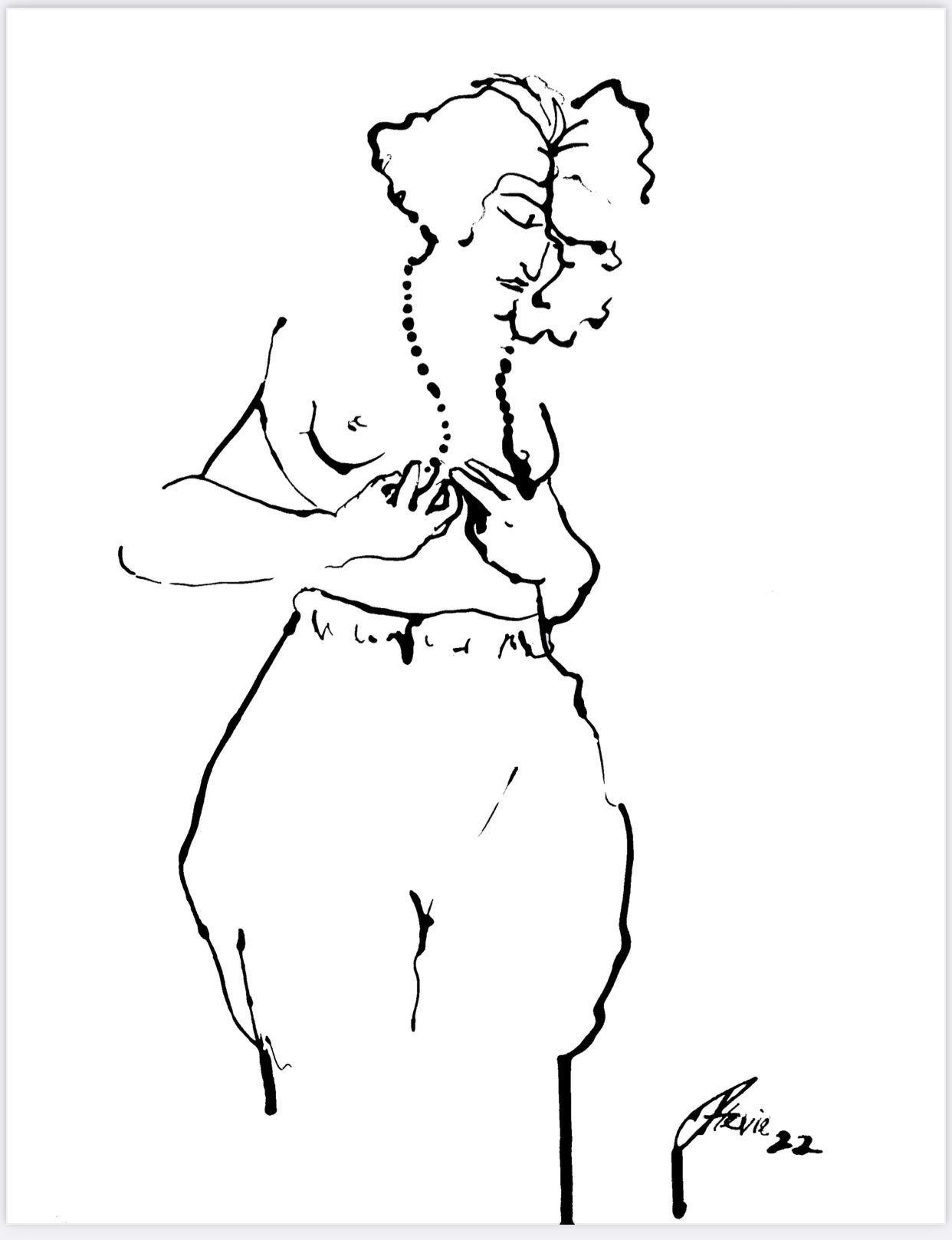 Pearls figure drawing PRINT