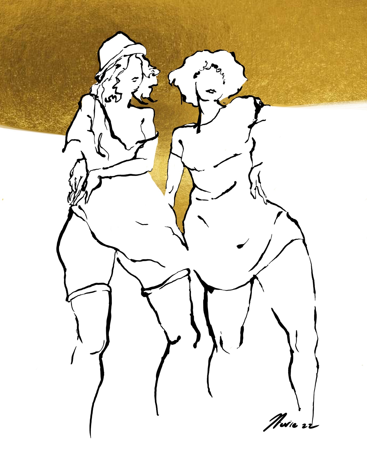 Gold figure drawing PRINT