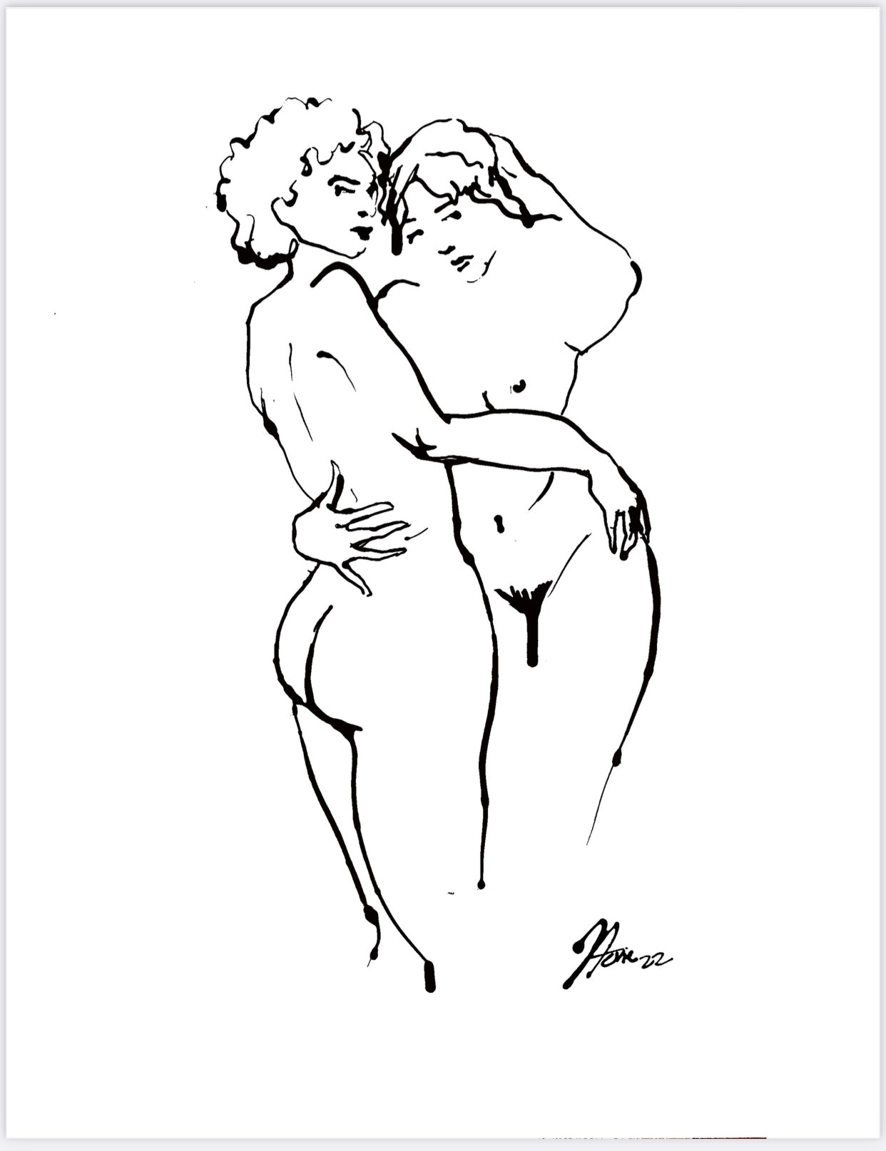 Looking Over the Shoulder figure drawing PRINT