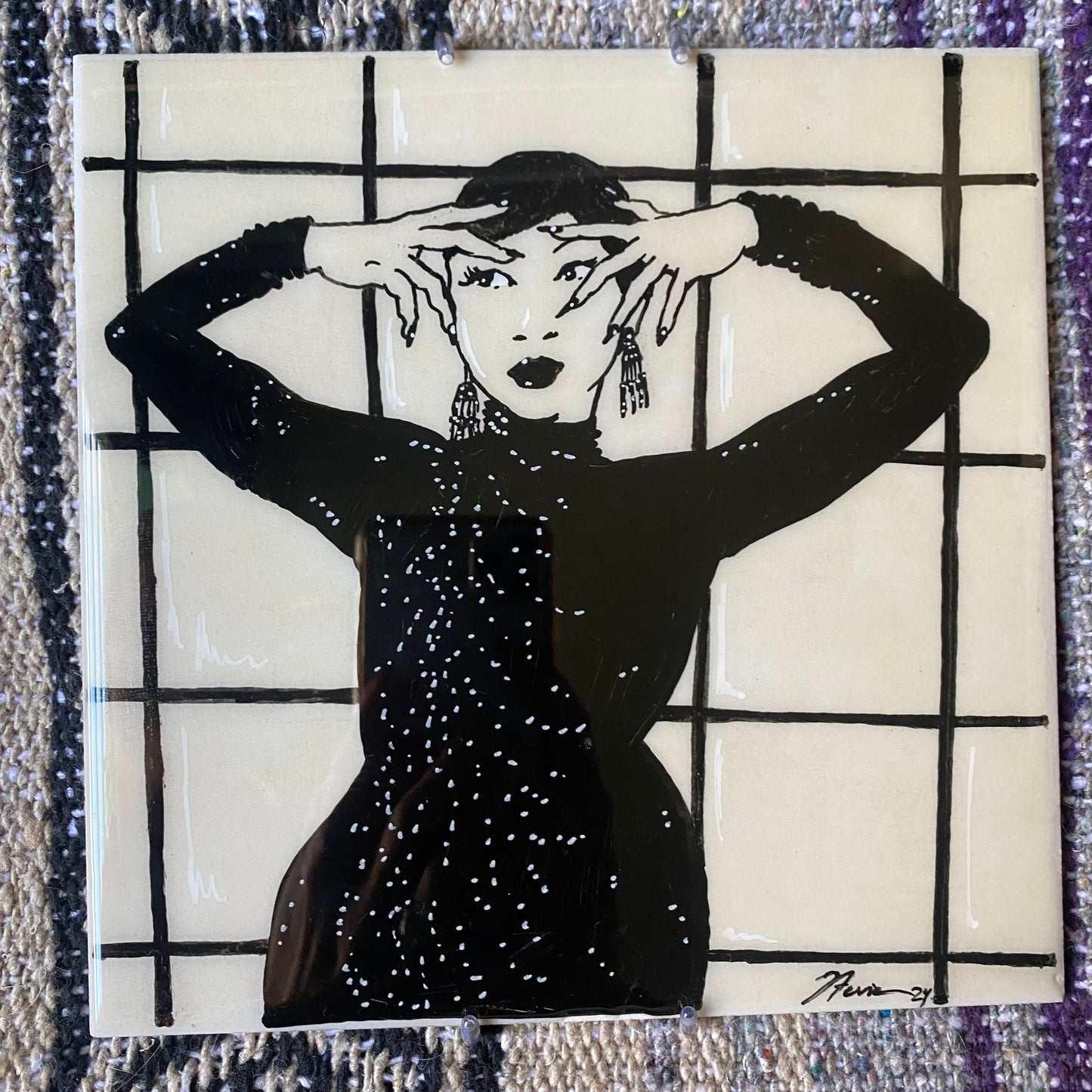 Anna May Wong Tile Original Painting /Drawing