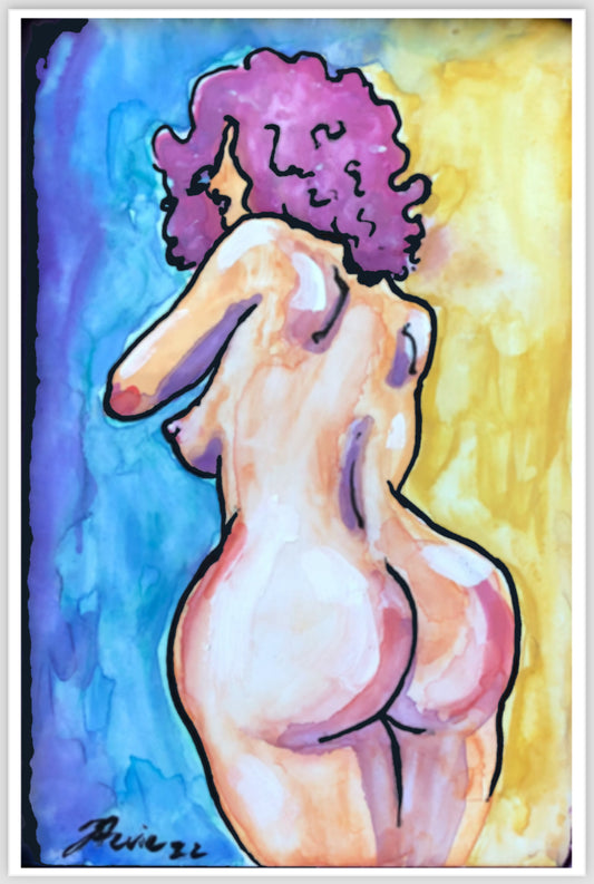 Pink Curls and That Booty! POSTCARD/ PRINT/ CARD