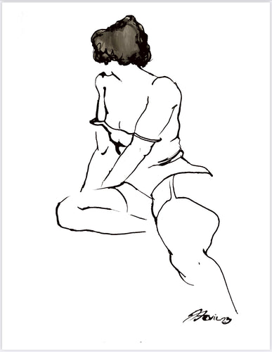 Over the Right Shoulder figure drawing PRINT