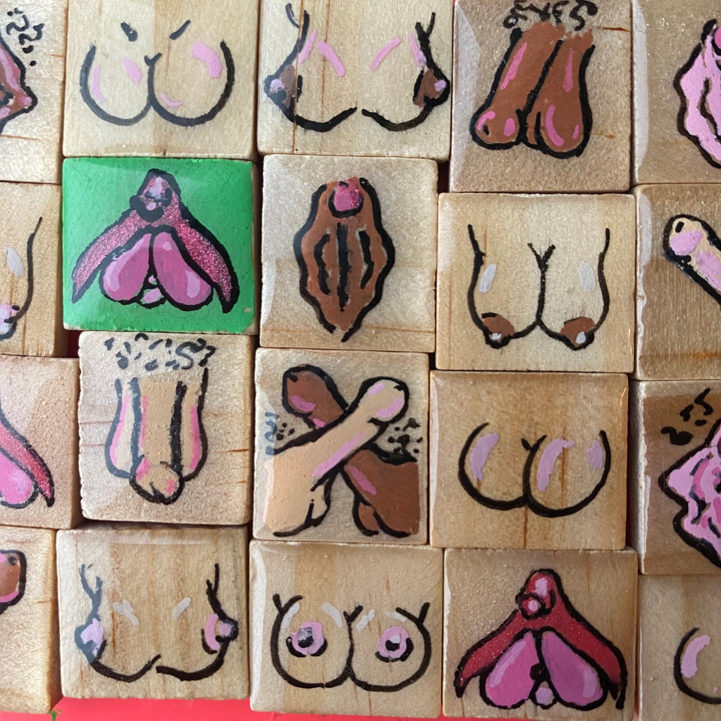 Penis, Vulva’s and Butt’s OH My! Scrabble Tile MAGNET