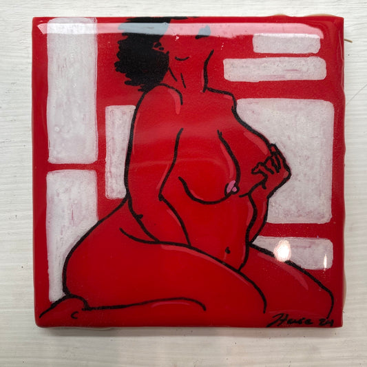 Self Love Ceramic Tile Original Painting /Drawing