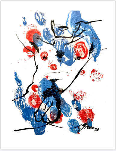 Red and Blue figure drawing PRINT