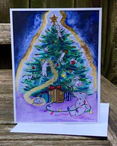 Tree Rat Decorating Crew GREETING CARD