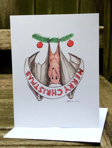 Merry Christmas Bat GREETING CARD
