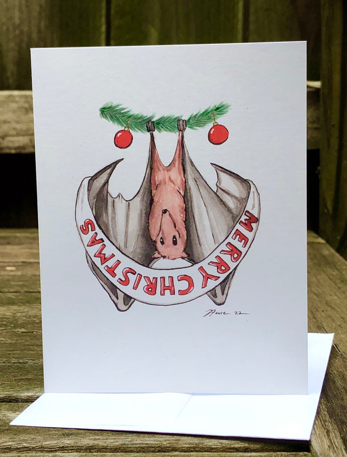 Merry Christmas Bat GREETING CARD