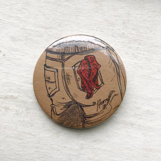 Red Hanky Hand Drawn ORIGINAL BUTTON