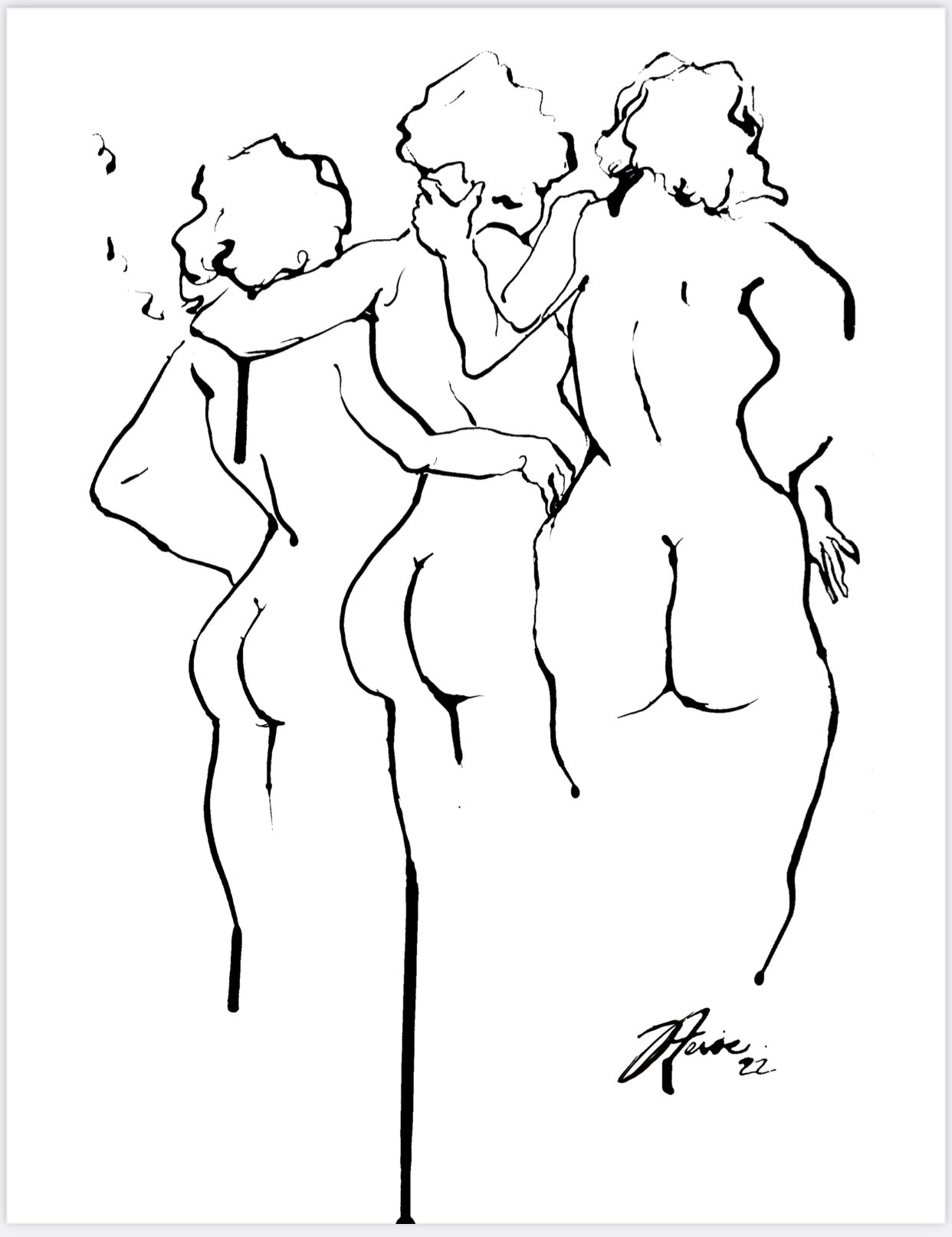 Three from the back figure drawing PRINT
