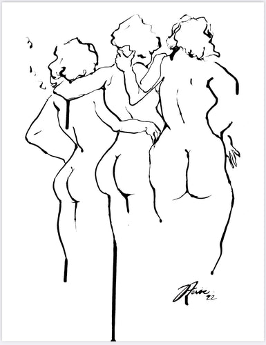 Three from the back figure drawing PRINT
