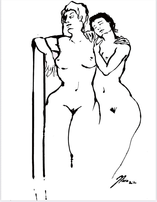 Two side hug figure drawing PRINT