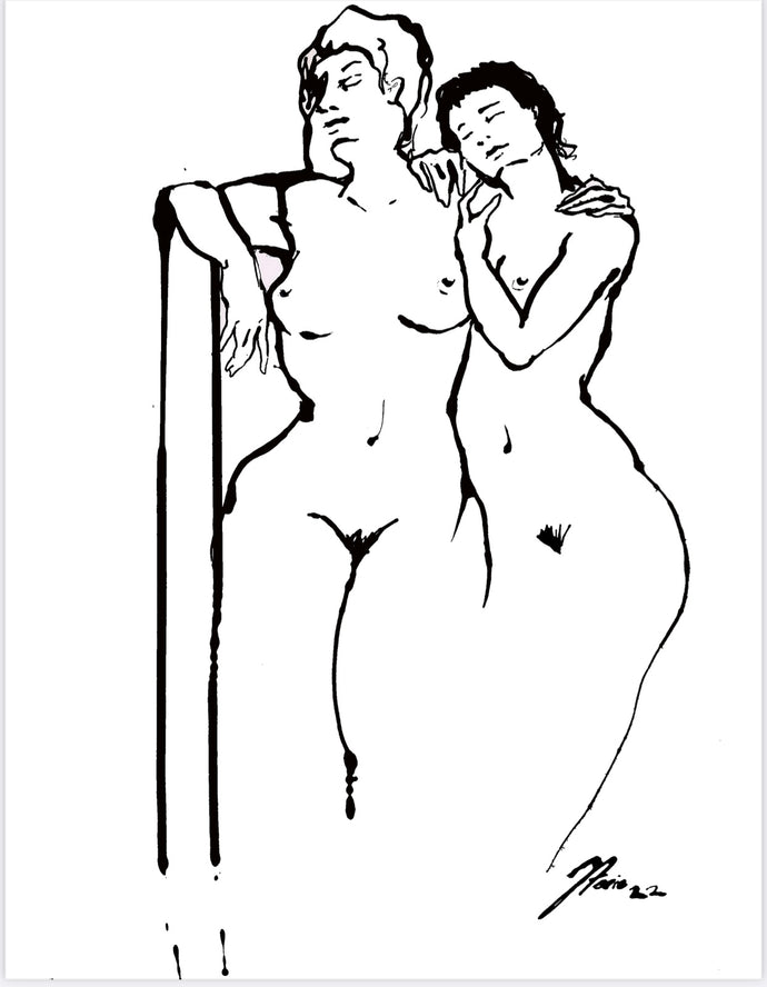 Two side hug figure drawing PRINT