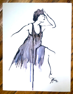 Blue Dress figure drawing PRINT