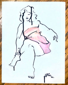 Pink Dress figure drawing PRINT