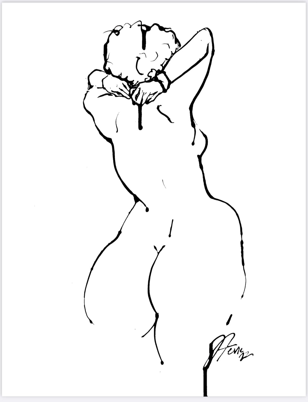 Unhooking necklace figure drawing PRINT