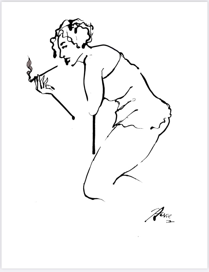 Smoking figure drawing PRINT